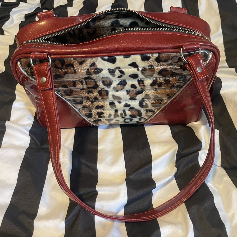 Red Glitter and Leopard Shoulder Bag - Picture 2 of 7